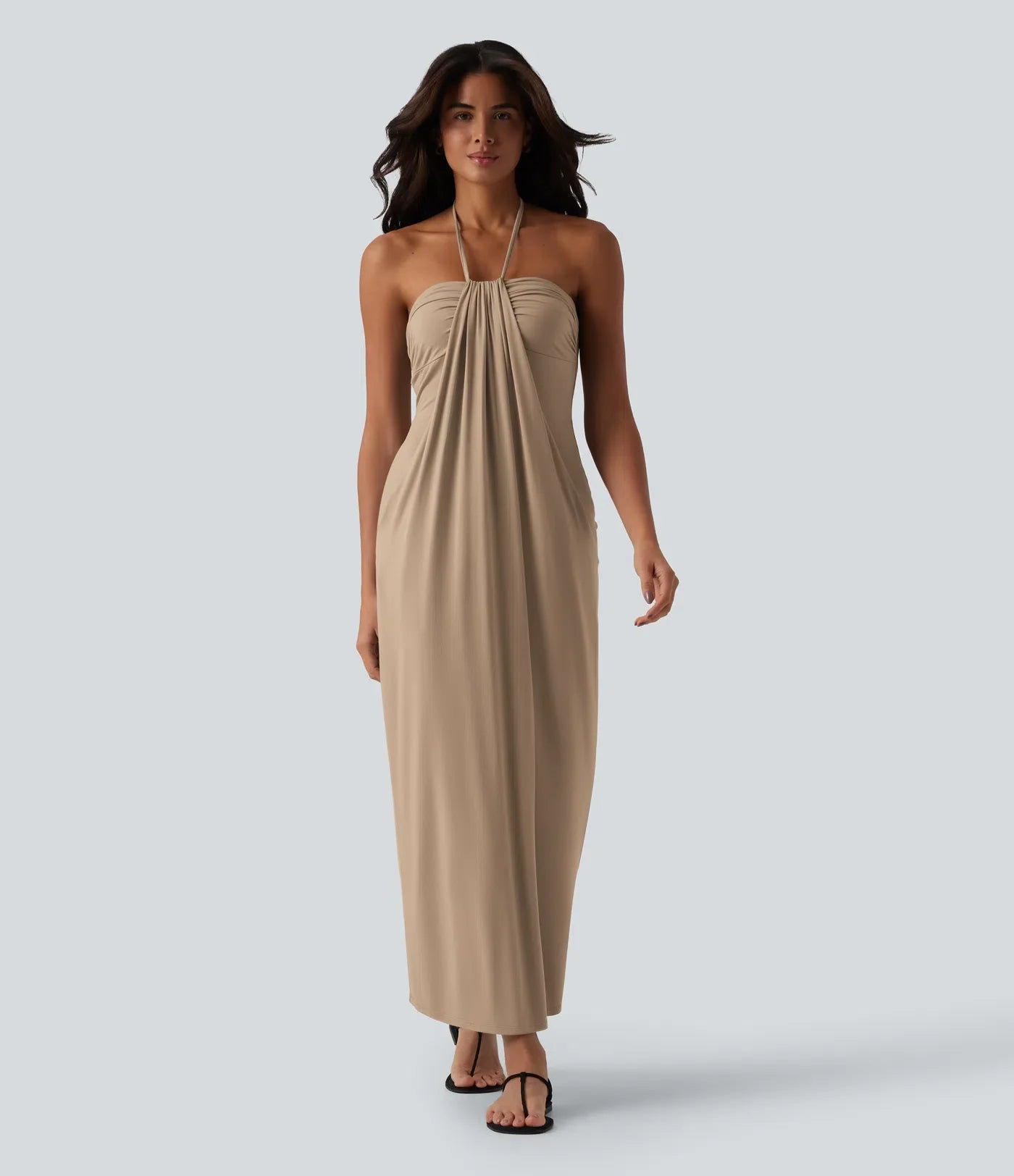 Halter Tie Back Maxi Dress with Pockets