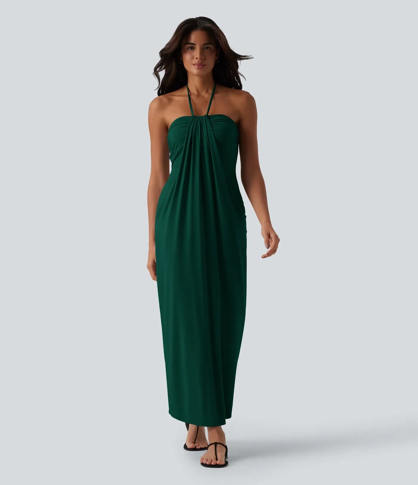 Halter Tie Back Maxi Dress with Pockets