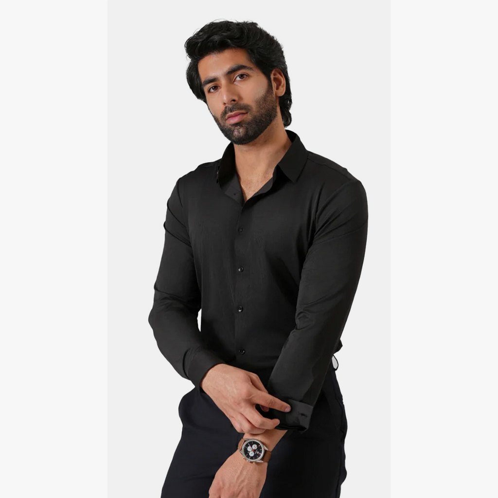 Premium Full Sleeves Wrinkle Free Shirt (Black)