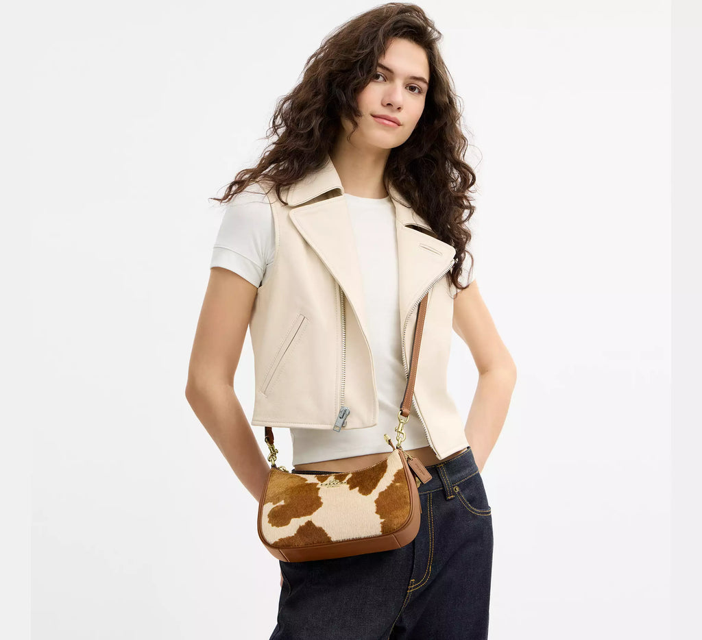 Teri Shoulder Bag In Haircalf With Cow Print